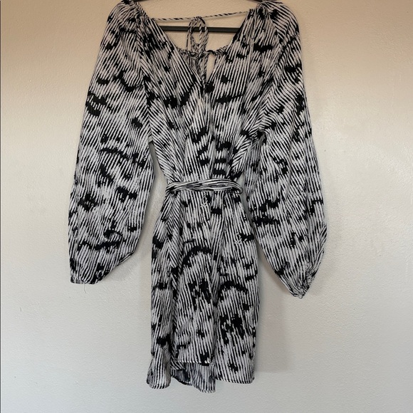 H&M Patterned Printed Tie Belt Voluminous Cotton Dress Swim Coverup XS - Picture 8 of 10